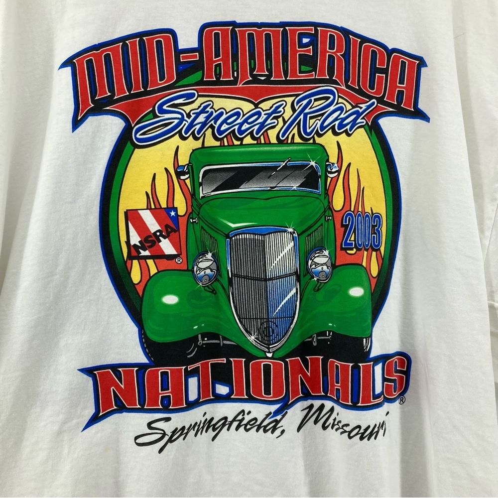 Vintage Mens White Graphic T-Shirt National Street Rod Association